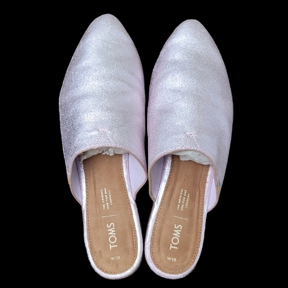 Toms Jutti Mule Metallic Leather Lavendar Mules, Size 10 - Picture 2 of 10